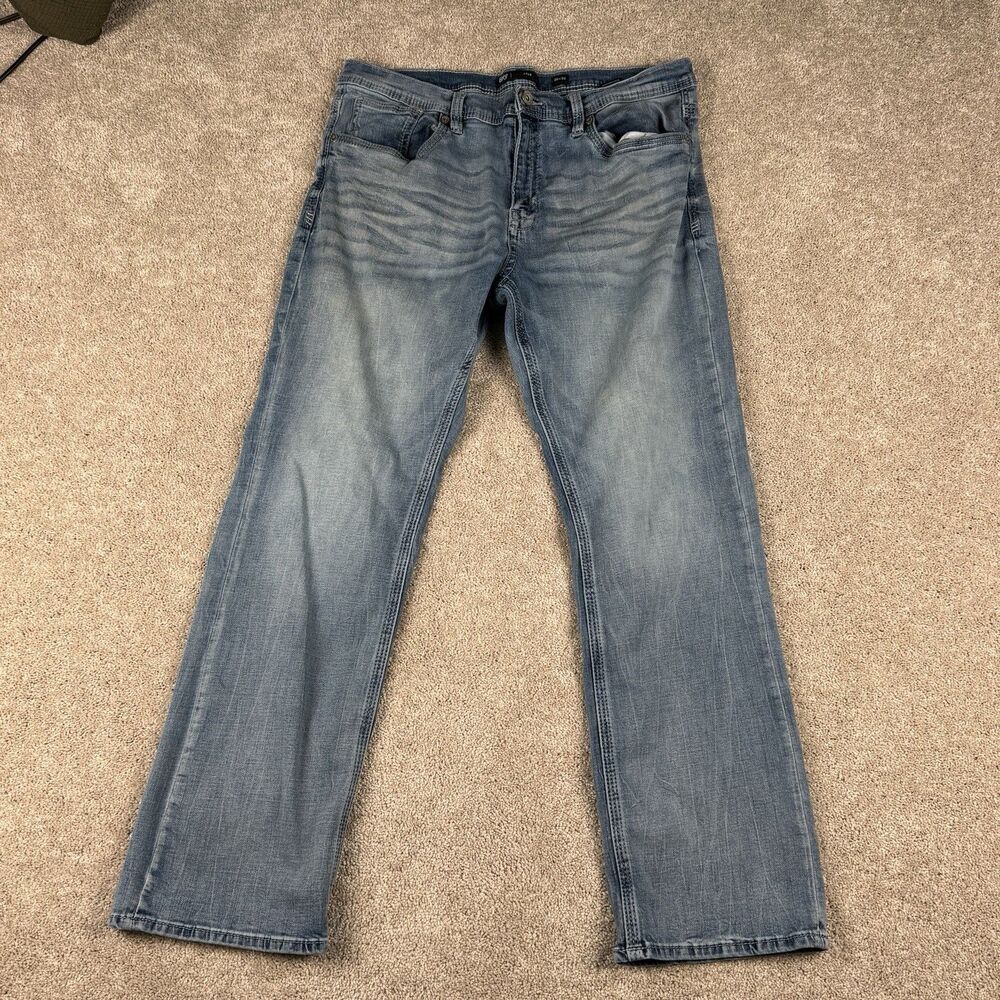 BKE Denim Jake Straight Leg Jeans Mens 38x32 Medium Wash Blue Y2K Pockets Casual